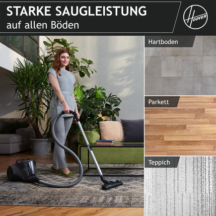 Hoover HP1 Bodenstaubsauger ohne Beutel - mit Tierhaar-Düse [HP120PET]